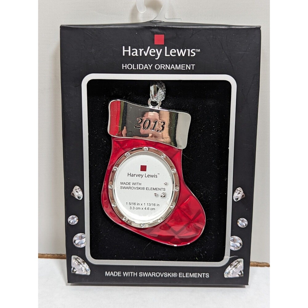 Harvey Lewis Christmas Holiday Ornament - Stocking - 2013 - Swarovski Crystal
